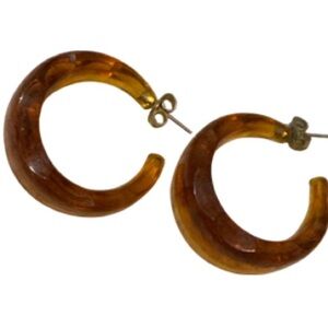 1980’s Vintage Elegant Amber Hoop Earrings from Chicago